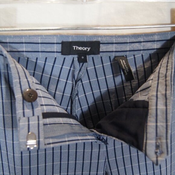 Theory Blue Pinstripe Straight Leg Pants Professional Work Wear - Picture 2 of 5